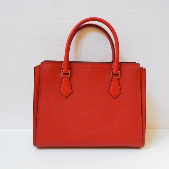 Michael Kors Hope Large Satchel Shoulder Crossbody Bag Red Flame - Picture 6 of 13